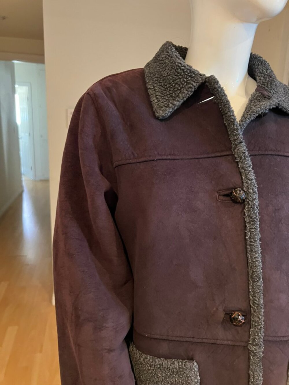 90'S LAUREN RALPH LAUREN FAUX SHEARLING COAT SIZE MEDIUM PETITES / PM - Picture 3 of 6